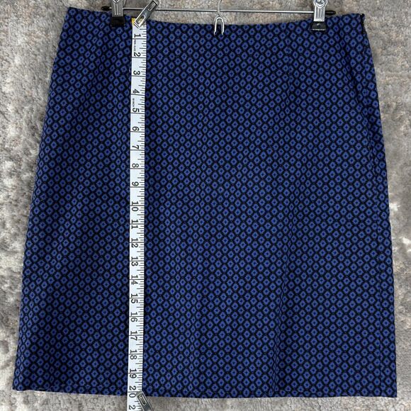 LL Bean Size 8 Favorite Fit Geometric Stretch Mini Pencil Skirt Navy Zip Casual - Picture 3 of 10